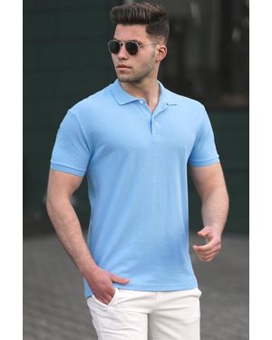 Madmext Blaues Basic Poloshirt Für Herren