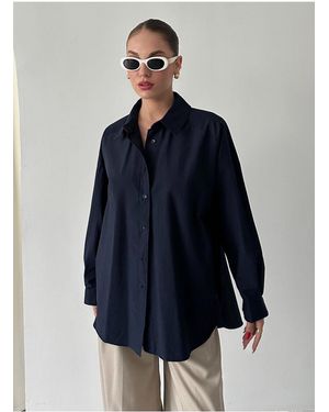Laluvia Marineblaues Popeline-Hemd – 4393 Für Damen