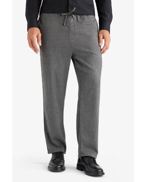 Defacto Relax Fit Basic Flat Straight Leg – Schnürtasche B7336Ax23Wn Für Herren - Grau