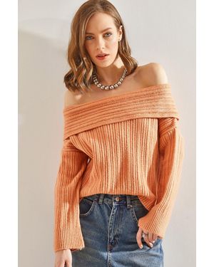 Bianco Lucci Pullover Mit Rüschenkragen Für Damen - Orange