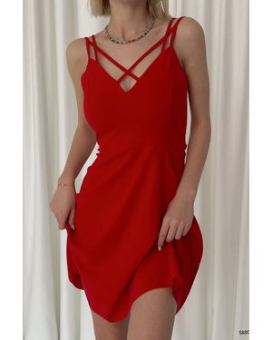Deafox Kleid Aus Importiertem Kreppstoff Mit Trägern Des Roten Kreuzes Für Damen