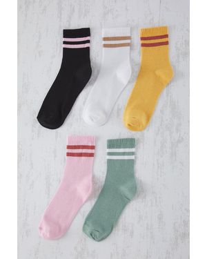 Edit by Trendyol Mehrfarbige 5-Teilige -College-Tennissocken Aus Gestreifter Baumwolle Für Herren
