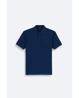 AVVA Marineblaues T-Shirt Aus Jacquard-Baumwolle Mit Polokragen A41Y1040 Für Herren