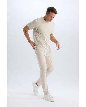 Defacto Schmal Geschnittene, Schmal Geschnittene Chino-Canvas-Hose Für Herren - Weiß
