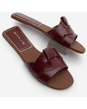 Marjin Riemchen Casual Hausschuhe Narlis Burgundy Für Damen - Braun