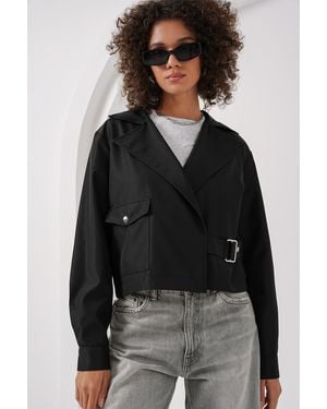 Bigdart 0712 Kurzer Trenchcoat Mit Zweireihigem Kragen – Für Damen - Schwarz
