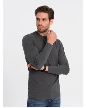 Ombre Basic Longsleeve Mit Rundhalsausschnitt Graphit V6 Xxl Für Herren - Schwarz