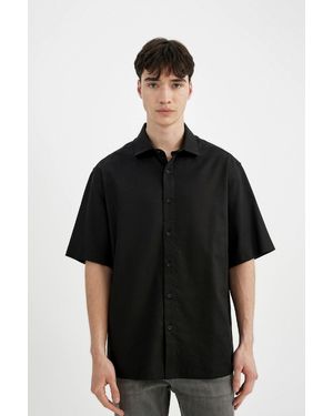 Defacto Relax Fit Sommer-Kurzarmhemd C4316Ax24Sm Für Herren - Schwarz