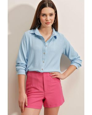 Bigdart Modell 2016 Blaues Strickhemd Für Damen