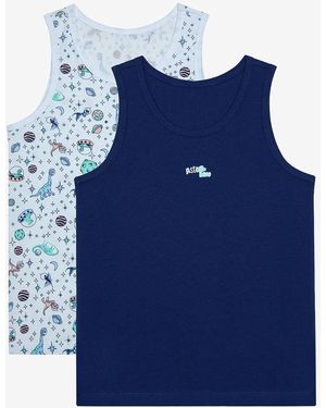 Penti Astro Dino Mehrfarbiges 2-Teiliges Unterhemd Für Jungen Für Herren - Blau
