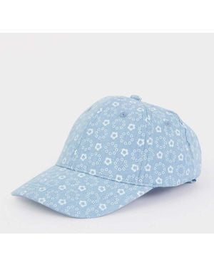 Defacto Bedruckte Baumwollmütze Für Babys, Mädchen, Für Damen - Blau