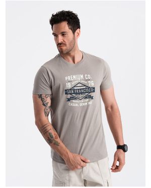 Ombre Baumwoll-T-Shirt Mit San Francisco-Aufdruck – Aschgrau V4 Für Herren - Weiß