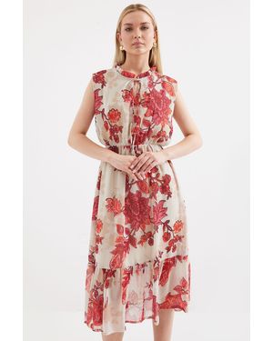 Bigdart Chiffonkleid Mit Granatapfelmuster, Modell 2503, Ärmellos Für Damen - Rot