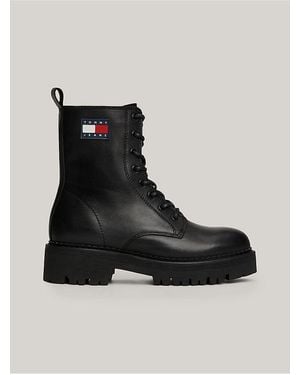Tommy Hilfiger Leder-Stiefel Mit Reißverschluss Bot Für Damen - Schwarz
