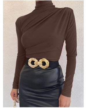 Modamorfo Sandy-Bluse Mit Halbem Ausschnitt Und Kordelzug – Für Damen - Braun