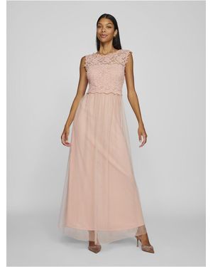 Vila Maxikleid Spitzen Für Damen - Weiß