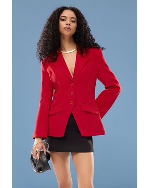 Trendyol Rote Wattierte Blazerjacke, Blazerjacke Für Damen