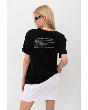 B.l.a.h Übergroßes T-Shirt Aus 100 Baumwolle Mit Aufdruck „Your Soul Back“ - Schwarz