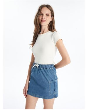 LC Waikiki Jeansrock Mit Elastischem Bund Für Damen - Blau