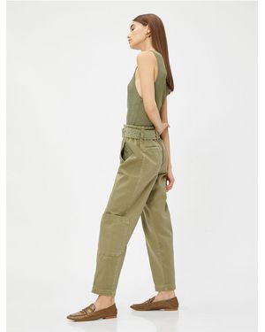 Koton Cargohose Mit Gürteldetail Für Damen - Grün