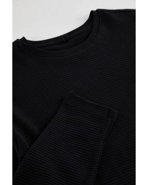 Trendyol Schwarzes, Langärmliges Basic-T-Shirt Aus Strukturierter Baumwolle – Für Herren