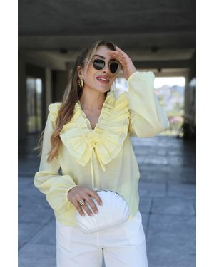My Blog Gelbe Bluse Mit Rüschen 70203 Für Damen - Schwarz