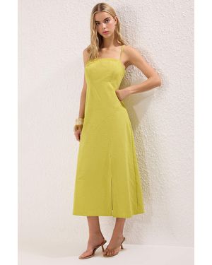 Trendyol Ölgrünes, Gewebtes Maxikleid - Gelb