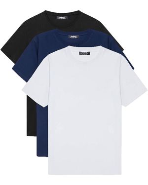 Madmext Basic 3-Teiler T-Shirt Marineblau, Weiß Für Herren
