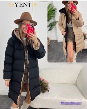 La Querta Doppelseitiger Langer Puffermantel Für Damen - Schwarz