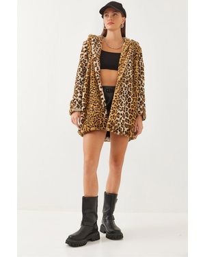 Bianco Lucci Kapuzenfell Mit Leopardenmuster 2457 Für Damen - Grün