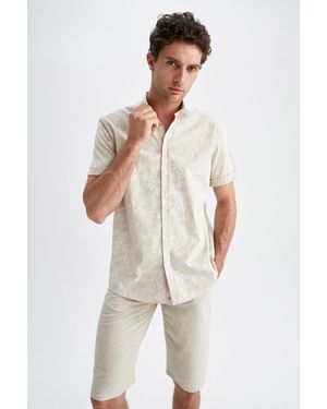 Defacto Kurzarm-Baumwollhemd Mit Normaler Passform Y3043Az22Sm Für Herren - Mehrfarbig