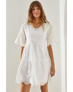 Bianco Lucci Gemustertes Fisto-Kleid Für Damen - Weiß