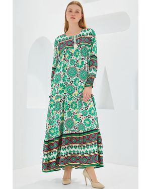 Bigdart Rot Gemustertes Langes Kleid Aus Viskose – 1947 Für Damen - Grün