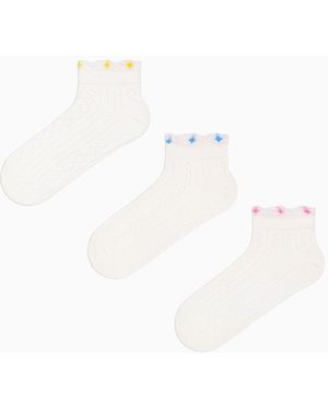 Penti Weiße 3-Teilige Booties-Socken Mit Tüllblumen Für Damen