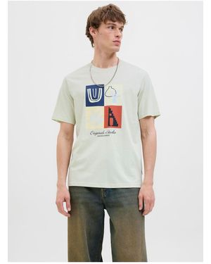 Jack & Jones T-Shirt Gedruckt Rundhalsausschnitt T-Shirt Für Herren - Weiß