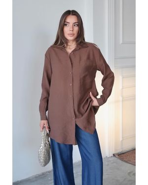 Olcay Bequem Geschnittenes Lyocell-Hemd Mit Taschendetail Für Damen - Blau