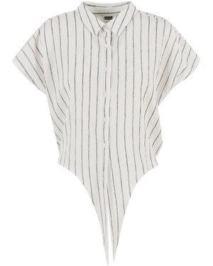 Urban Classics Ladies Structured Striped Tied Blouse Für Damen - Weiß