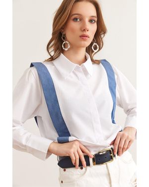 Olalook Weißes Tensel Garnili Woven Shirt Gml- 19001303 Für Damen