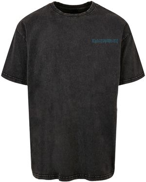 Merchcode Powerslave Vintage Lightning Acid Washed Oversize-T-Shirt Für Herren - Schwarz