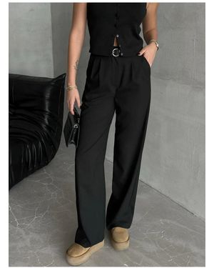 My Blog Schwarze Palazzo-Hose Mit Idole-Gürtel – 3510 Für Damen