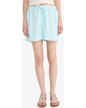 Defacto Coool A-Linie Shorts Mit Normaler Taille Und Geradem Bein Aus Leinenmischung Für Damen - Blau