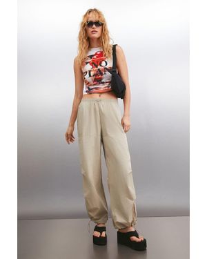 Grimelange Annelise Hose Aus Wasserdichtem Fallschirmstoff, Bequeme Hose Mit Elastischem Bund Und Beinen Für Damen - Natur