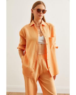 Olalook Übergroßes Musselin-Shirt - Orange