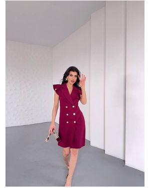 ZF BUTİK Jackenkleid Mit Rüschenkragen Für Damen - Pink