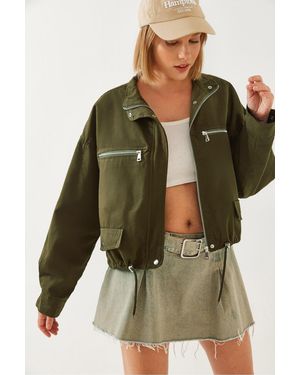 Bianco Lucci Jacke Mit Reißverschluss Und Taschen 2475 Für Damen - Grün