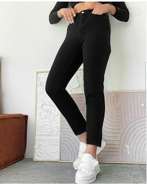 Ramrod Schwarze Mom-Jeans Aus Lycra Mit Hoher Taille Für Damen
