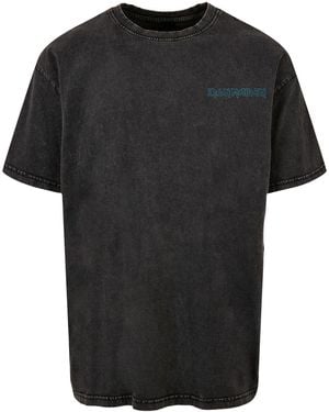 Merchcode Powerslave Vintage Lightning Acid Washed Oversize-T-Shirt Für Herren - Schwarz