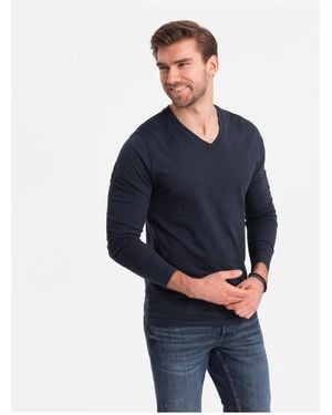 Ombre Unbedrucktes Longsleeve Mit V-Ausschnitt Marineblau V5 Xl Für Herren