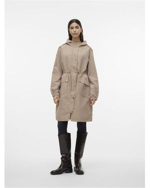 Vero Moda Langer Parka Kapuze Elastischer Bündchen Parka Für Damen - Natur