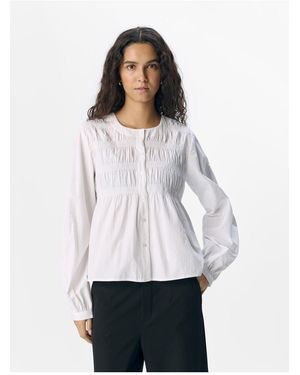 Object Hemd Gesmokte Für Damen - Weiß